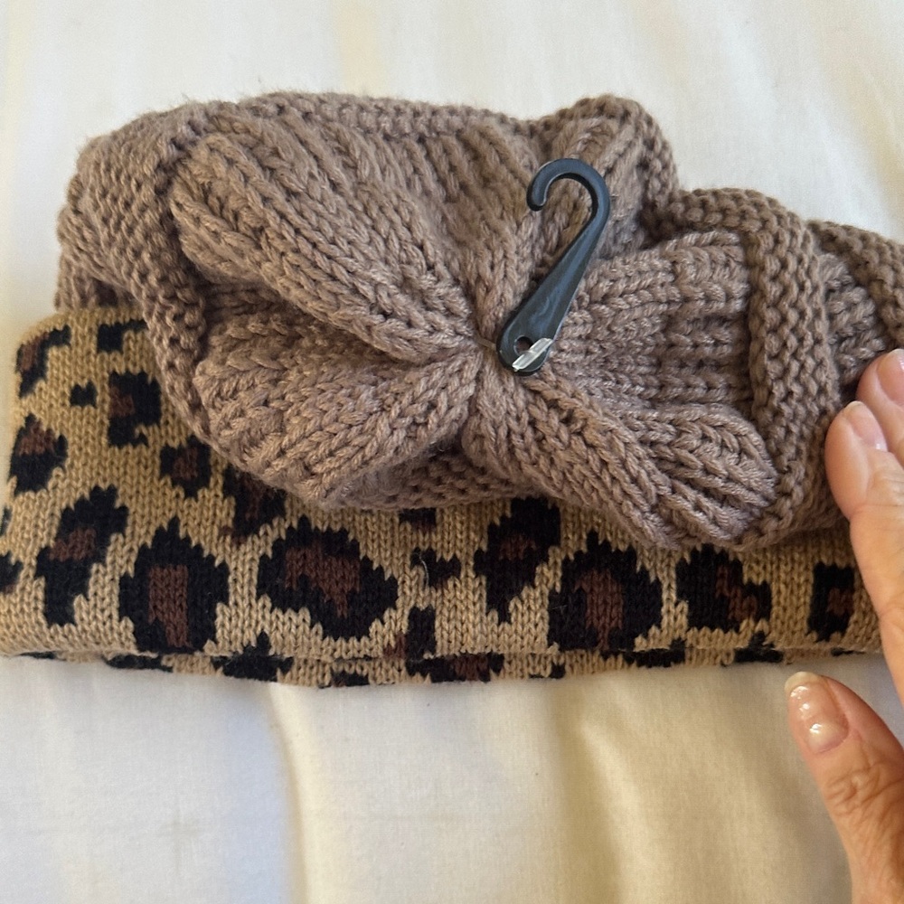 C.C Tan and Brown Leopard Print Beanie - Picture 3 of 7